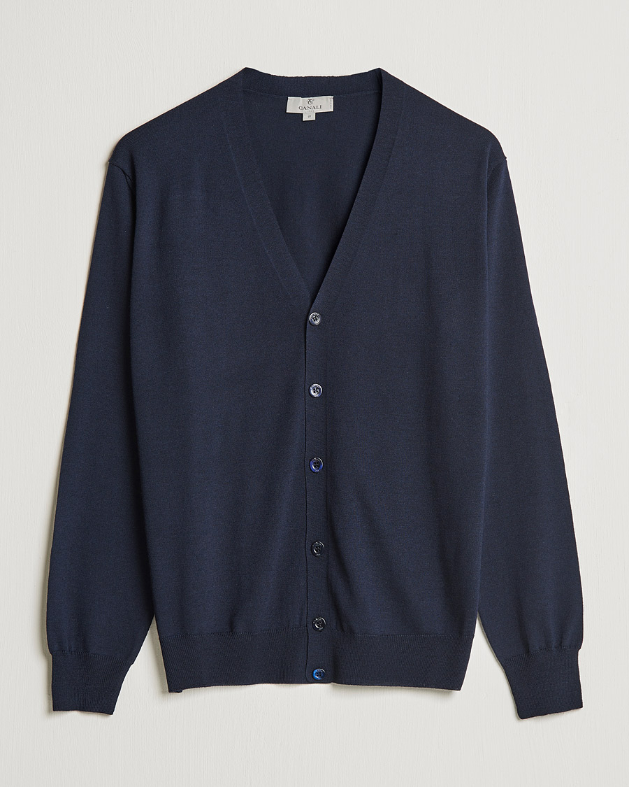 Heren | Truien | Canali | Merino Wool Cardigan Navy