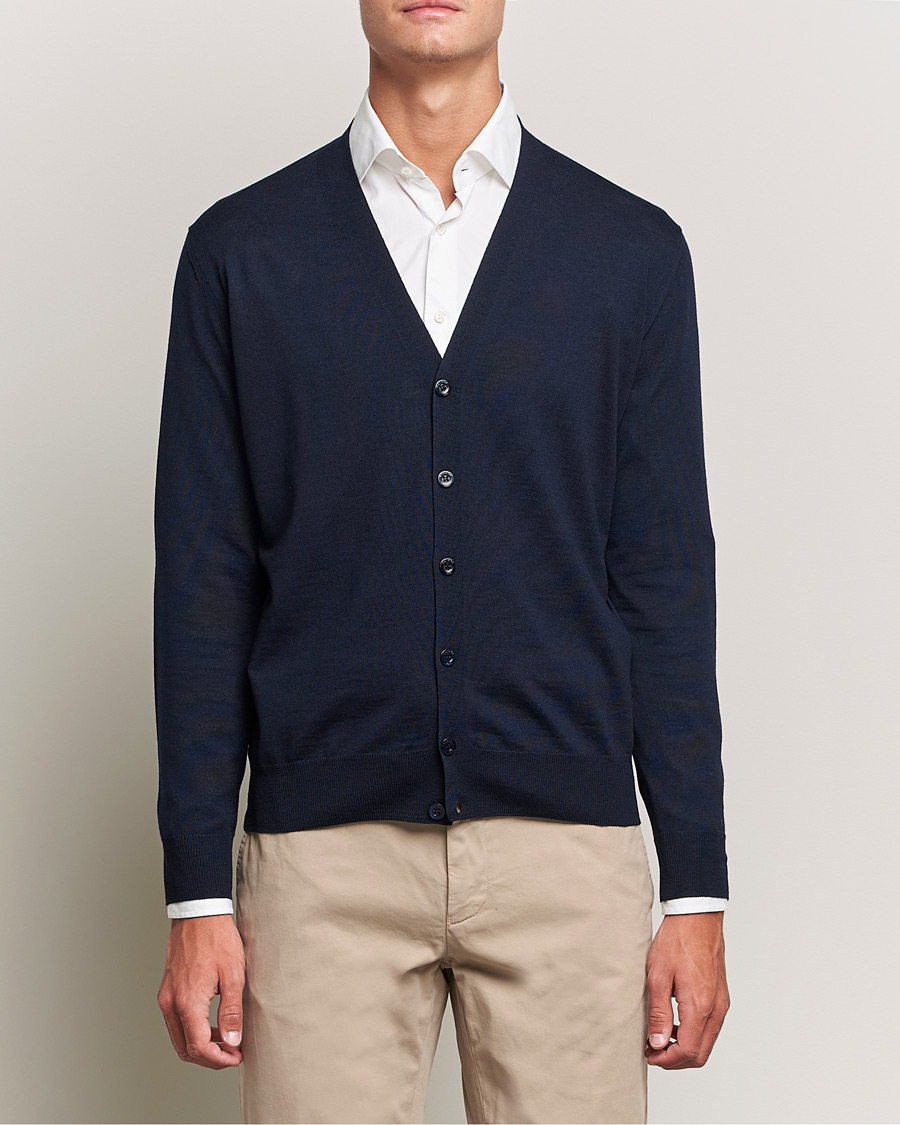 Heren | Truien | Canali | Merino Wool Cardigan Navy