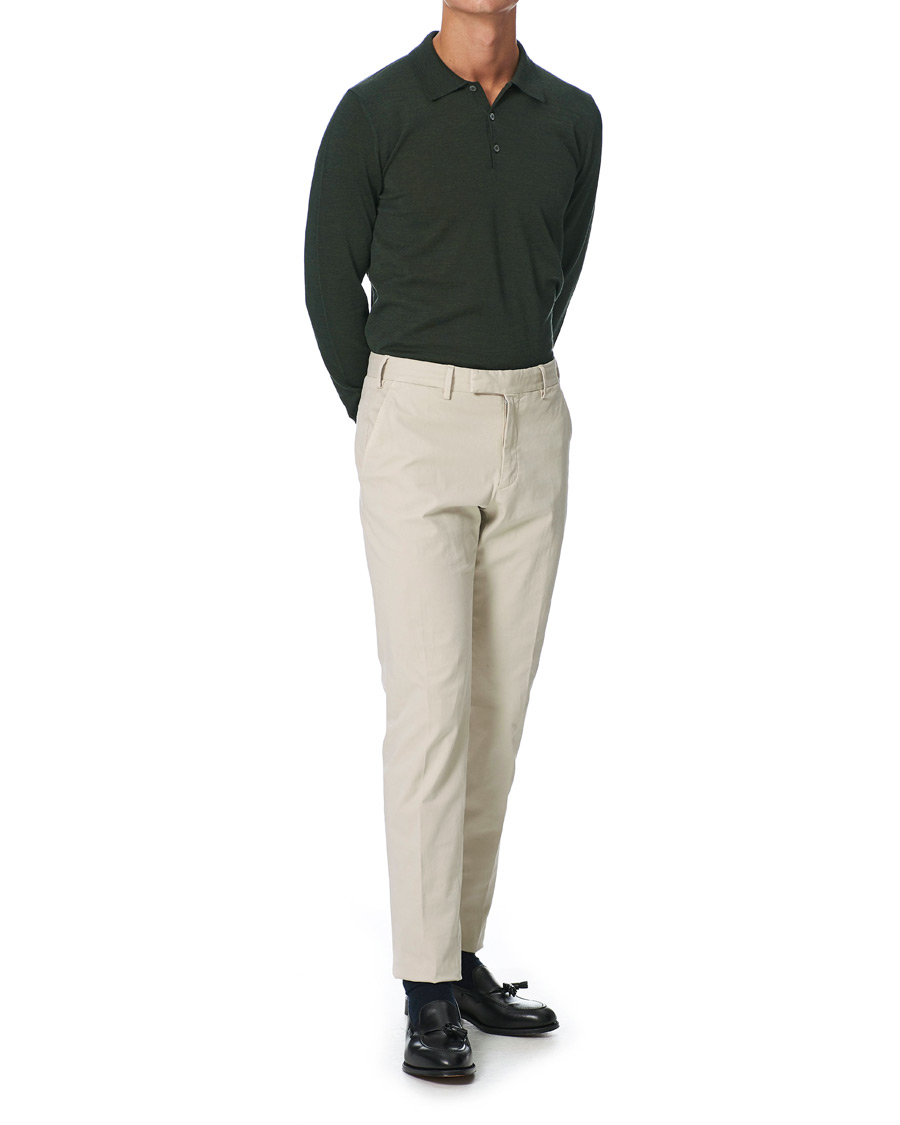 Homme | Pulls Et Tricots | Canali | Merino Wool Knitted Polo Forest Green