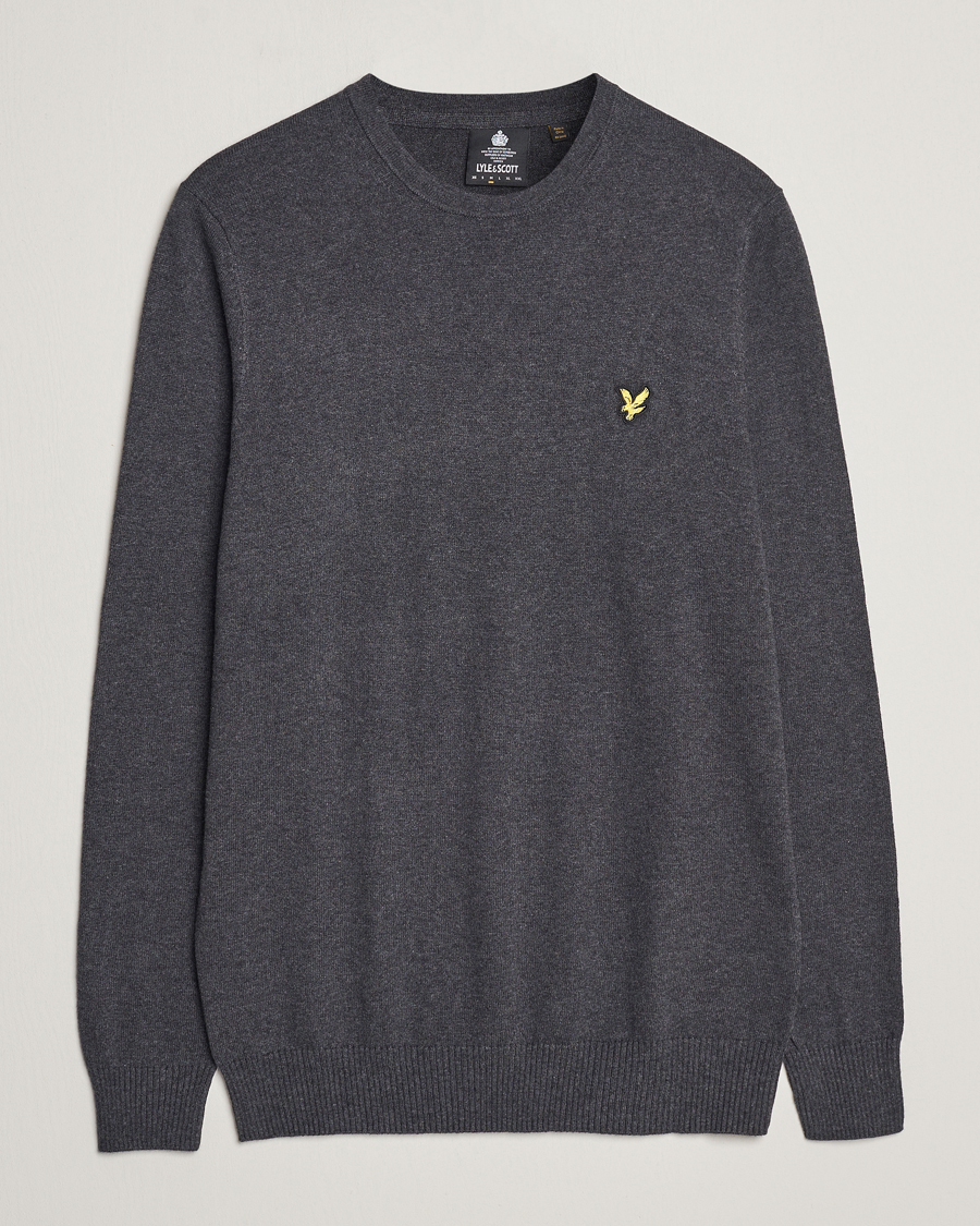 Heren | Truien | Lyle & Scott | Cotton/Merino Crew Neck Jumper Charcoal Marl