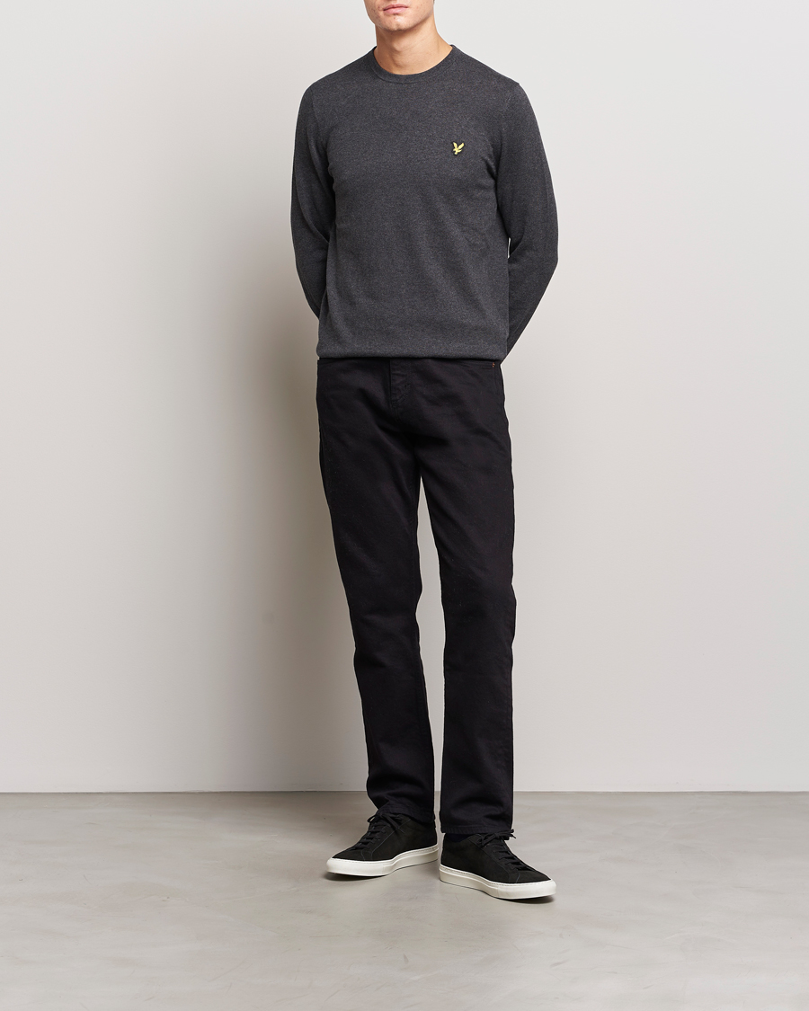 Heren | Truien | Lyle & Scott | Cotton/Merino Crew Neck Jumper Charcoal Marl