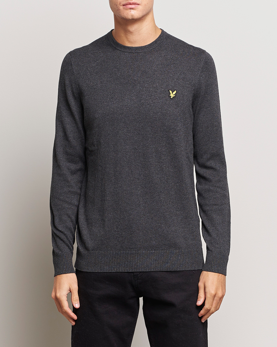Heren | Truien | Lyle & Scott | Cotton/Merino Crew Neck Jumper Charcoal Marl