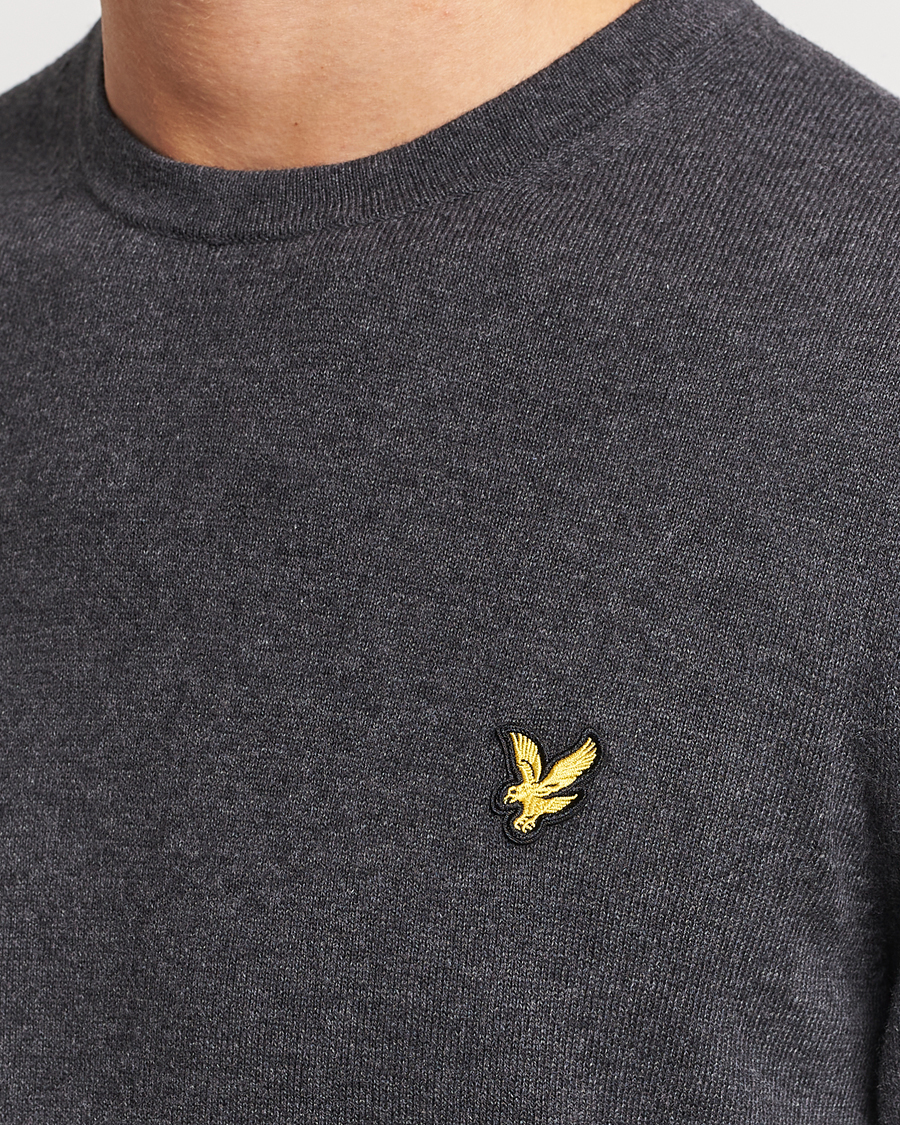 Heren | Truien | Lyle & Scott | Cotton/Merino Crew Neck Jumper Charcoal Marl