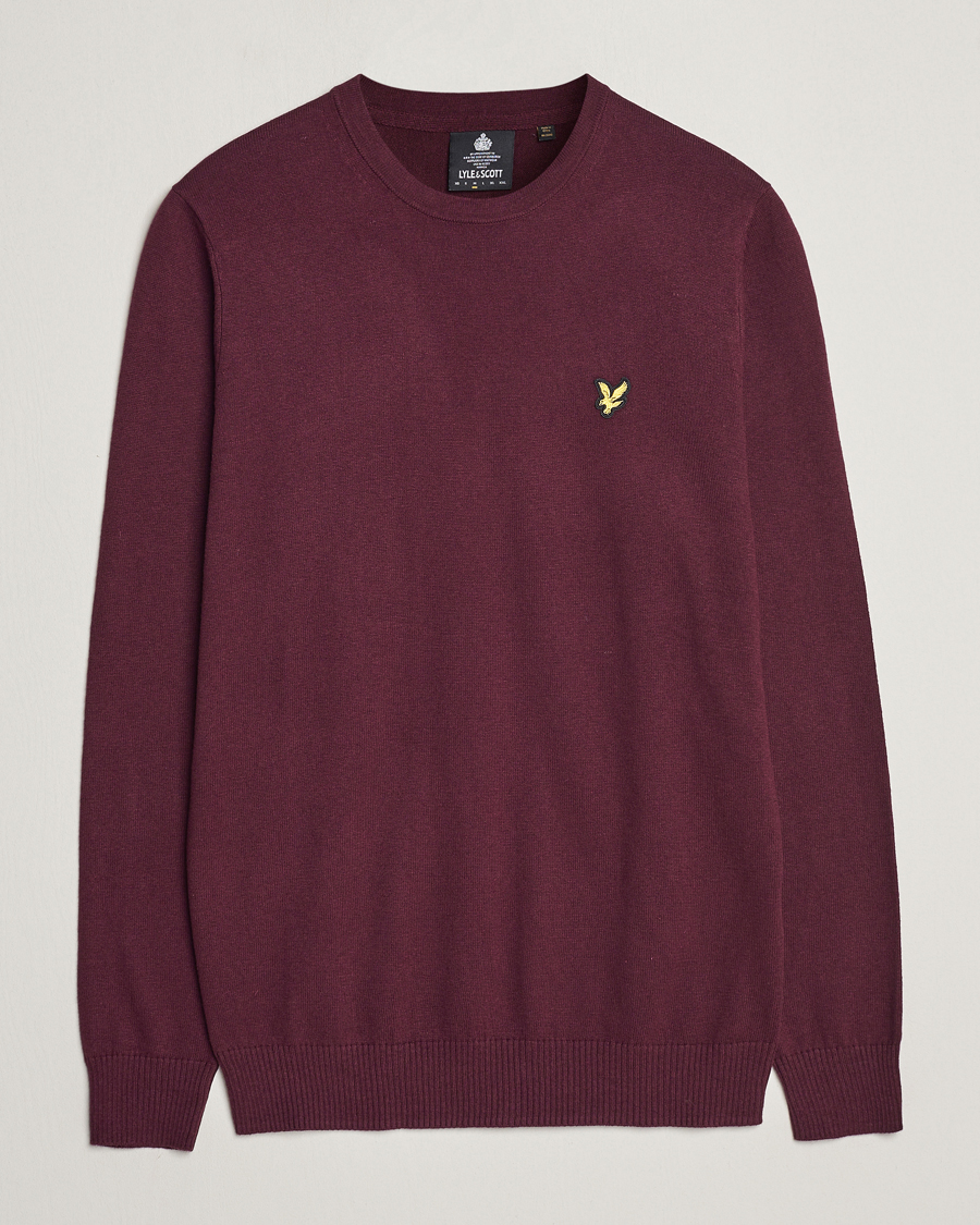 Homme | Pulls Et Tricots | Lyle & Scott | Cotton/Merino Crew Neck Jumper Burgundy