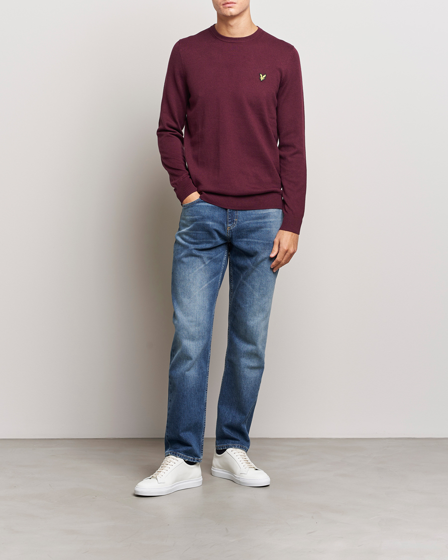 Homme | Pulls Et Tricots | Lyle & Scott | Cotton/Merino Crew Neck Jumper Burgundy