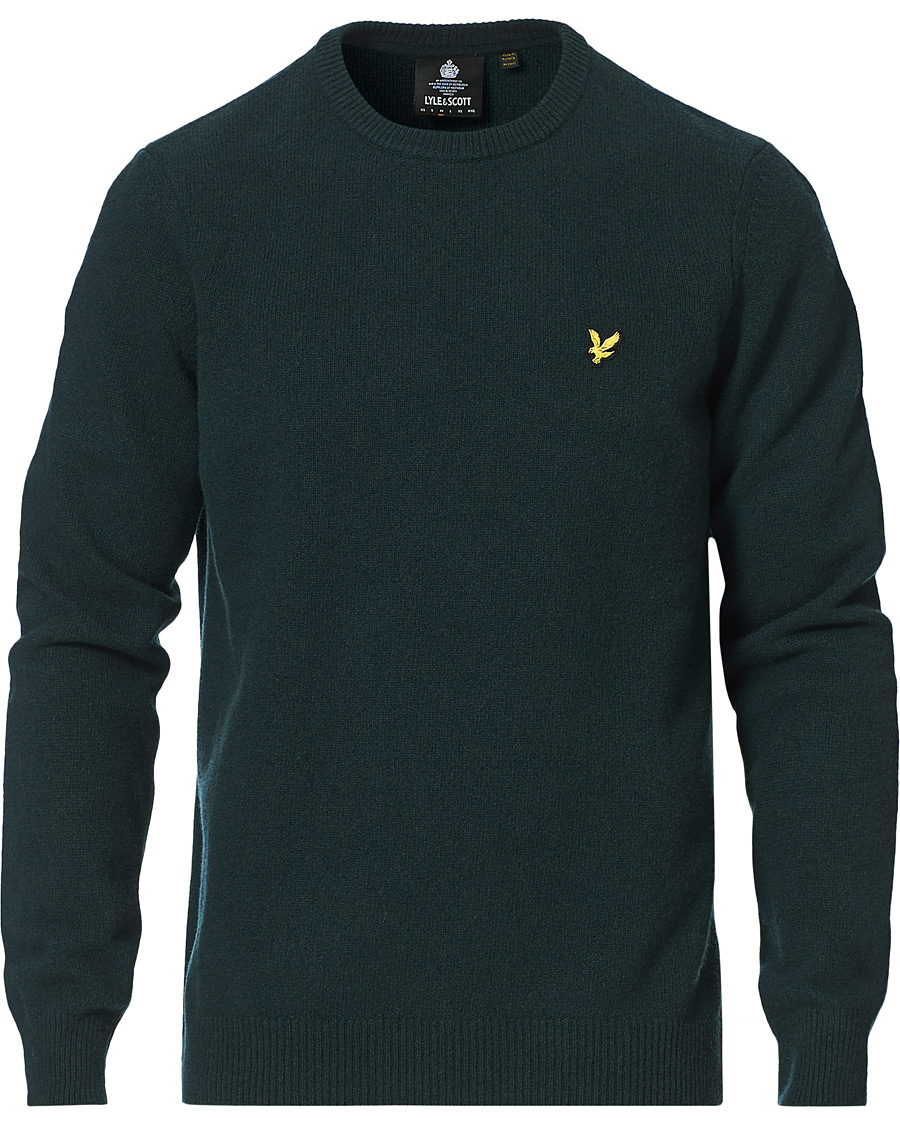 Heren | Truien | Lyle & Scott | Lambswool Crew Neck Pullover Dark Green Marl