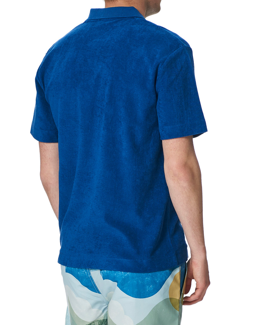 Homme | Polos | Sunspel | Organic Cotton Towelling Polo Blue