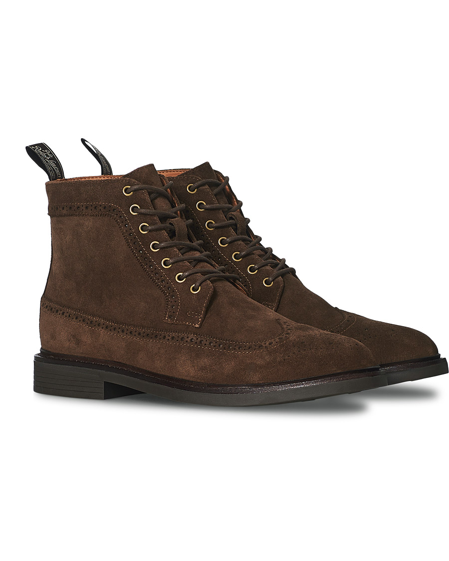 Homme | Polo Ralph Lauren Asher Wing Tip Boot Chocolate Brown Suede | Polo Ralph Lauren | Asher Wing Tip Boot Chocolate Brown Suede
