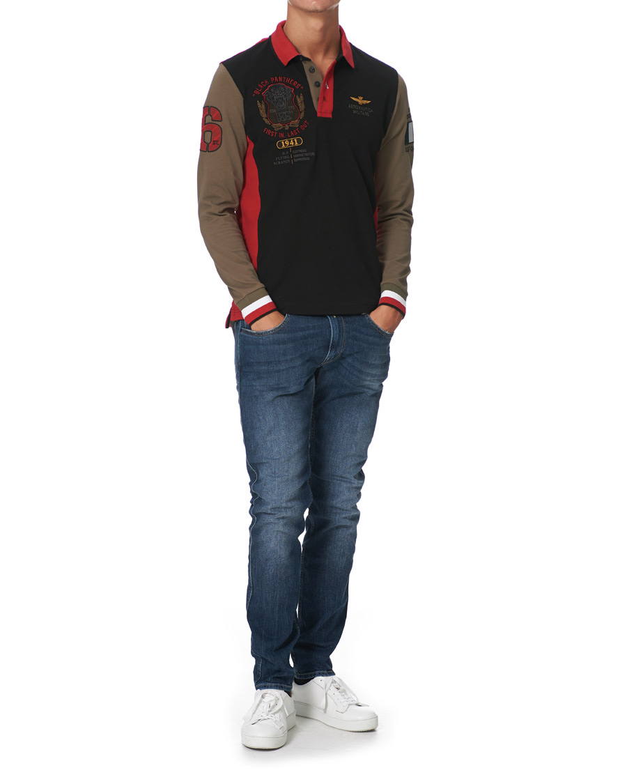 Homme | Pulls Et Tricots | Aeronautica Militare | Long Sleve Logo Polo Military/Black/Red