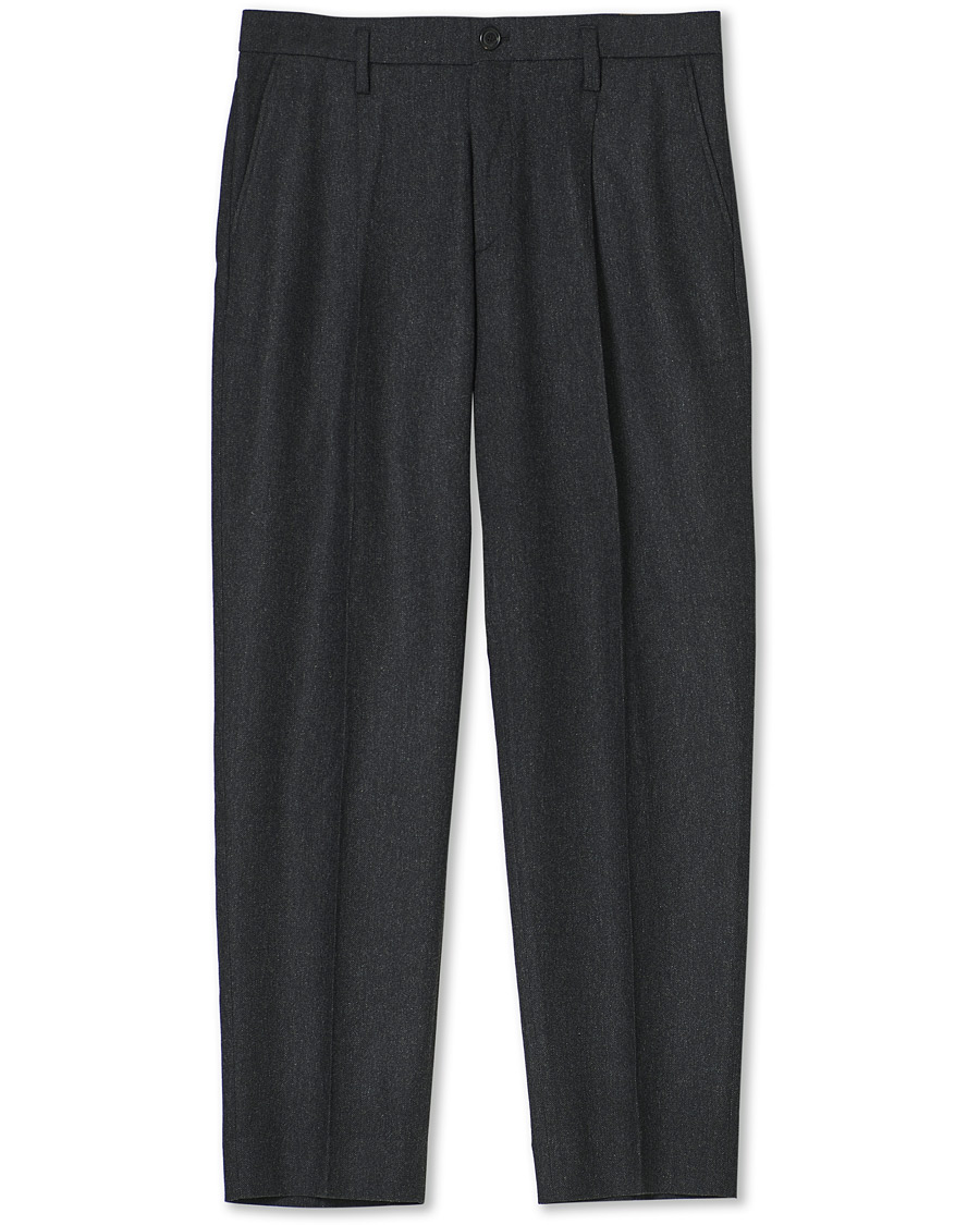 Homme | Pantalons | Filippa K | Samson Flannel Trousers Dark Grey Mel