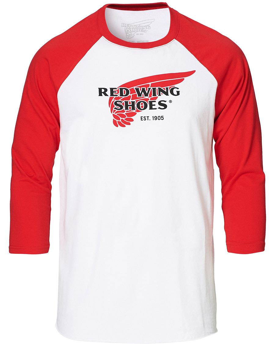 Homme | T-shirts | Red Wing Shoes | 3/4 Sleeve Baseball Logo T-shirt Red/White