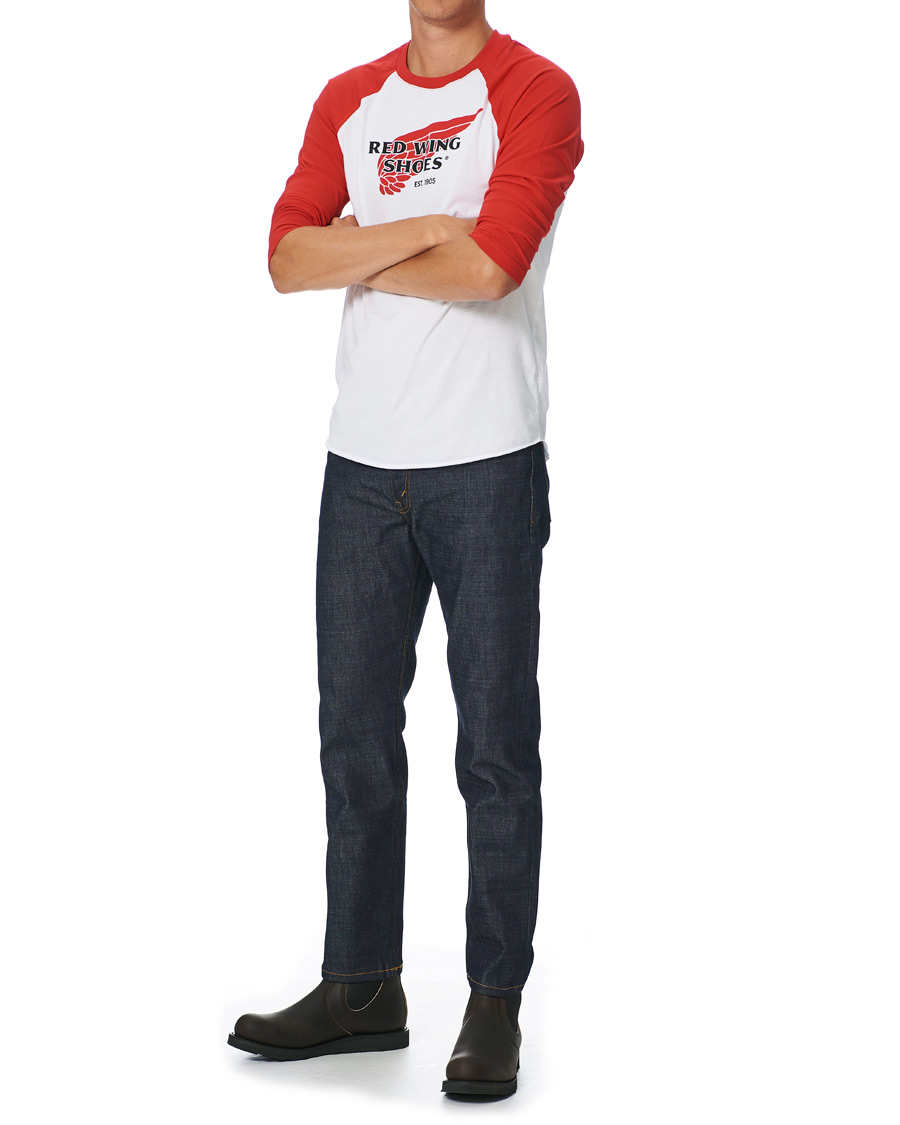 Homme | T-shirts | Red Wing Shoes | 3/4 Sleeve Baseball Logo T-shirt Red/White