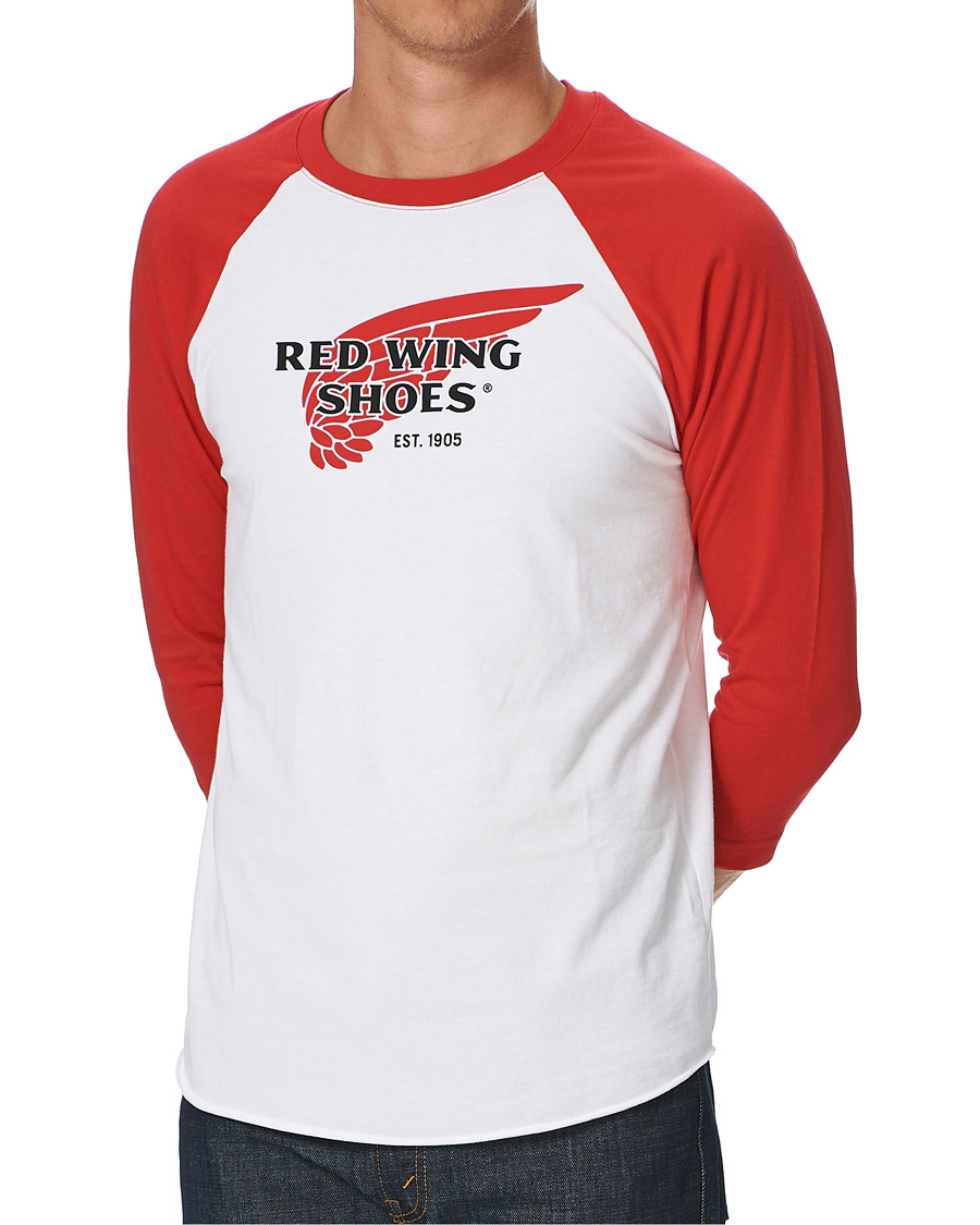 Homme | T-shirts | Red Wing Shoes | 3/4 Sleeve Baseball Logo T-shirt Red/White