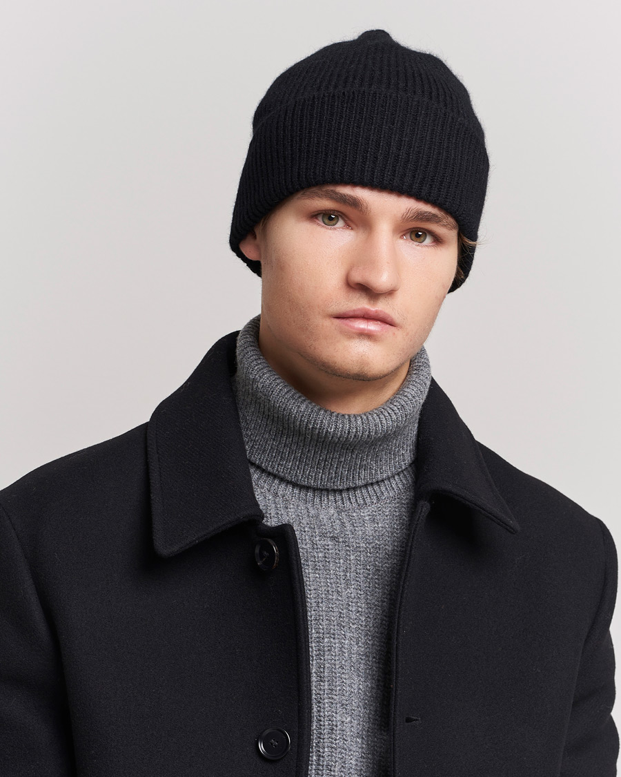 Homme | Bonnets | Le Bonnet | Lambswool/Caregora Beanie Onyx