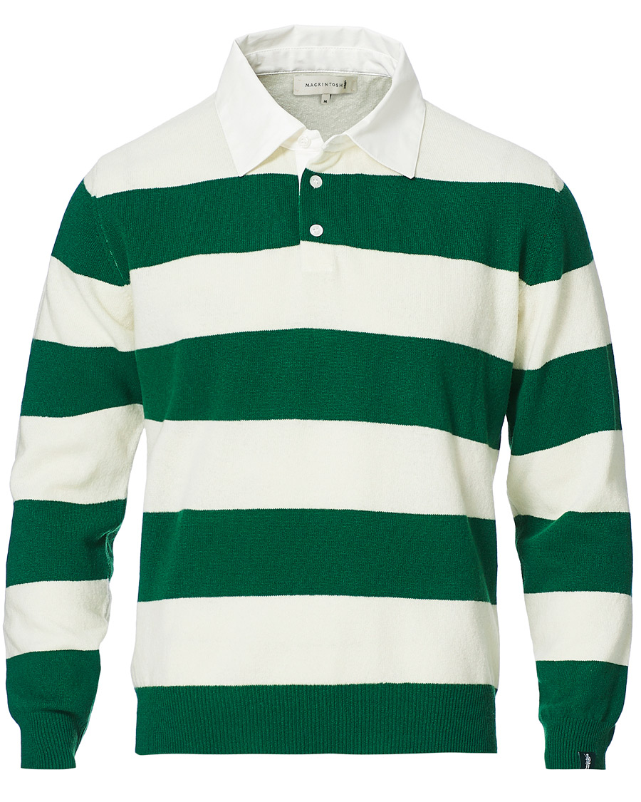 Homme | Pulls Et Tricots | Mackintosh | Knitted Wool Rugby Sweater Green/White