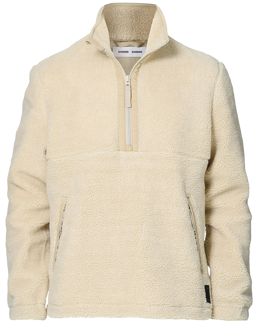 Heren | Truien | Samsøe Samsøe | Samsøe & Samsøe Timo Fleece Half Zip Brown Rice