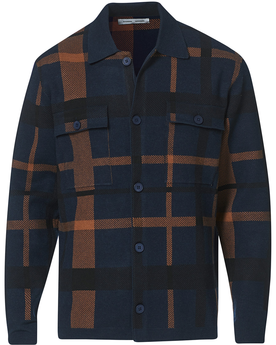 Homme | Pulls Et Tricots | Samsøe Samsøe | Samsøe & Samsøe Ryder Checked Cardigan Sky Captain