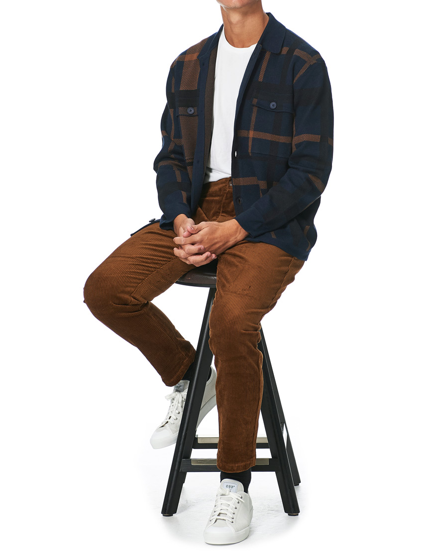 Homme | Pulls Et Tricots | Samsøe Samsøe | Samsøe & Samsøe Ryder Checked Cardigan Sky Captain