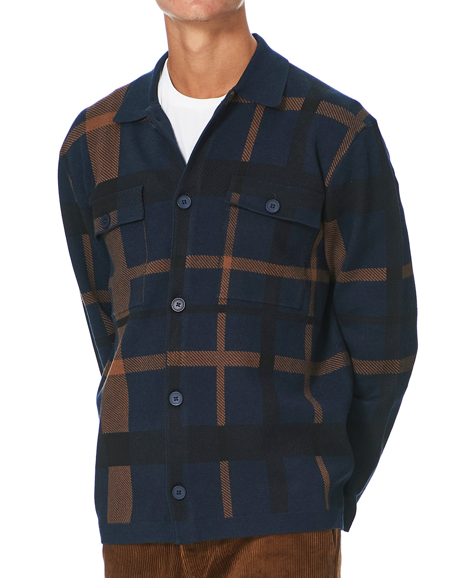 Homme | Pulls Et Tricots | Samsøe Samsøe | Samsøe & Samsøe Ryder Checked Cardigan Sky Captain