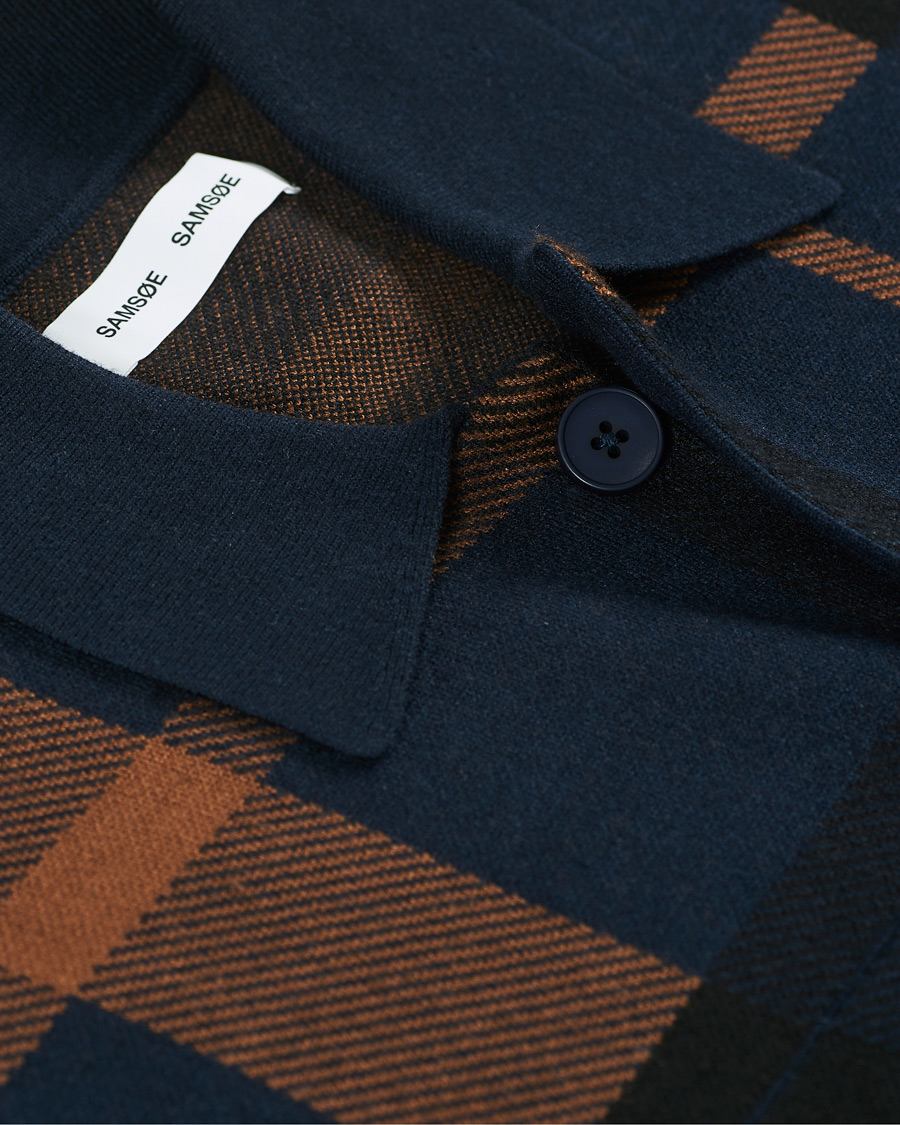 Homme | Pulls Et Tricots | Samsøe Samsøe | Samsøe & Samsøe Ryder Checked Cardigan Sky Captain
