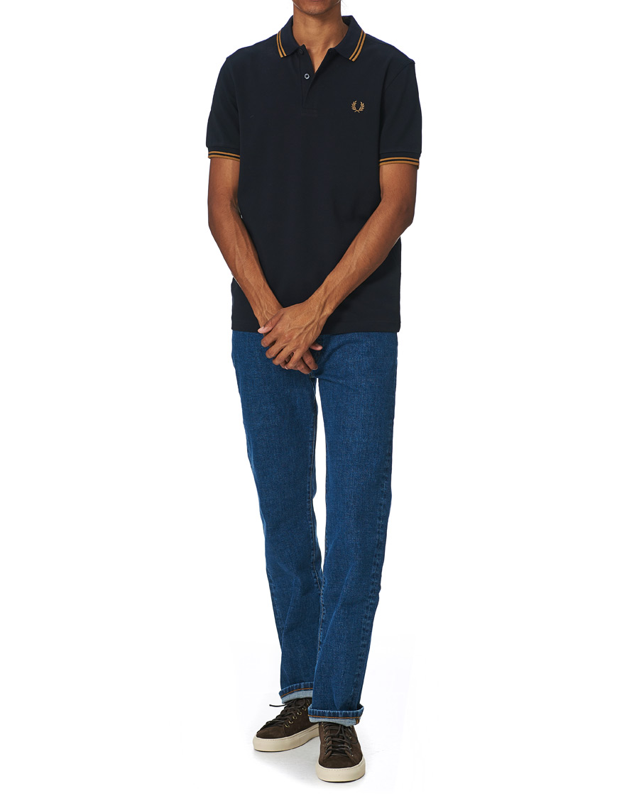 Homme | Polos | Fred Perry | Twin Tip Polo Navy/Dark Caramel