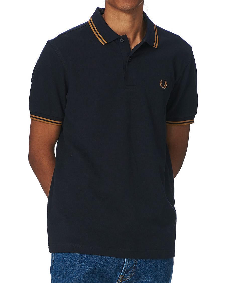 Homme | Polos | Fred Perry | Twin Tip Polo Navy/Dark Caramel