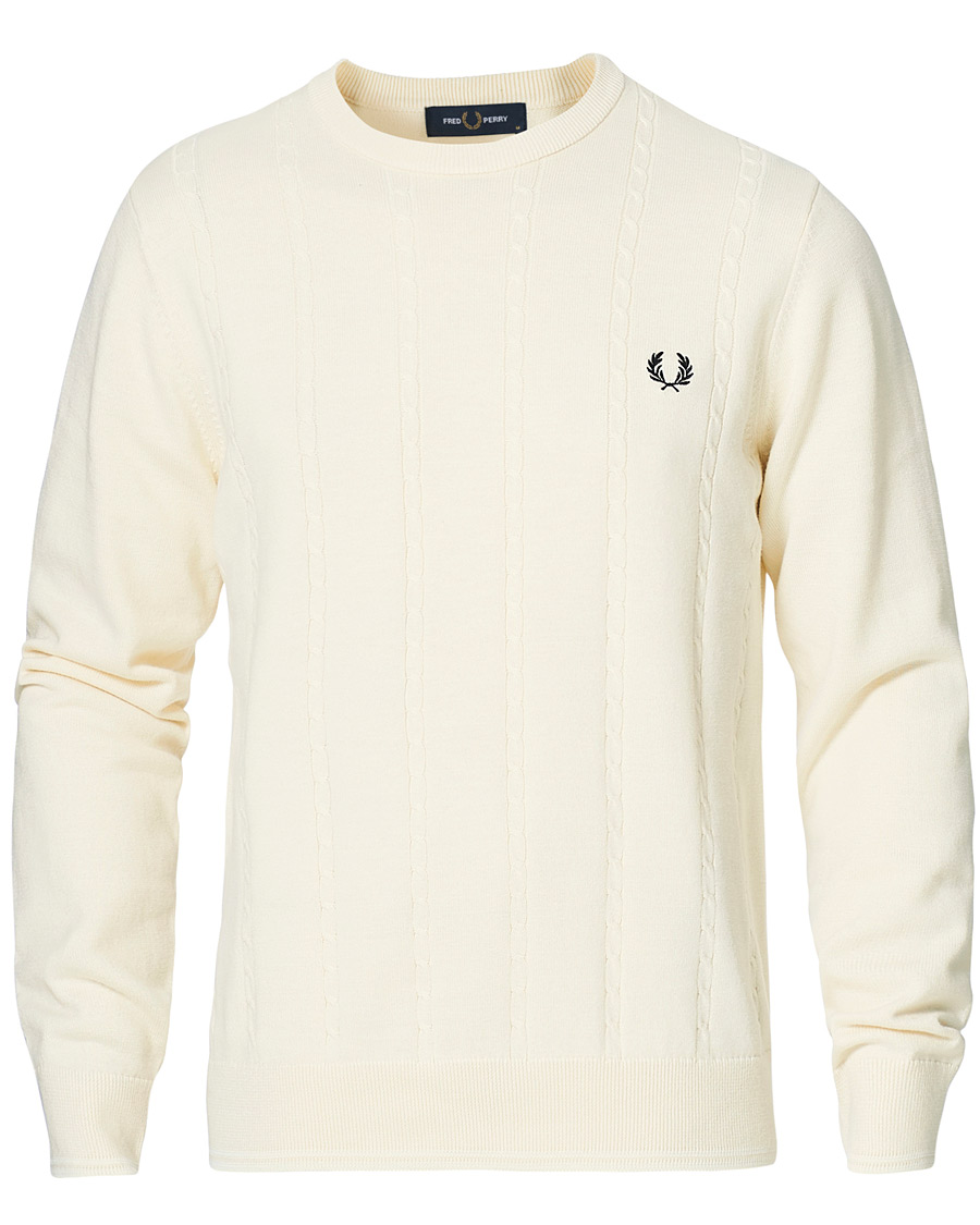 Homme | Pulls Et Tricots | Fred Perry | Cable Knit Crew Neck Jumper Ecru
