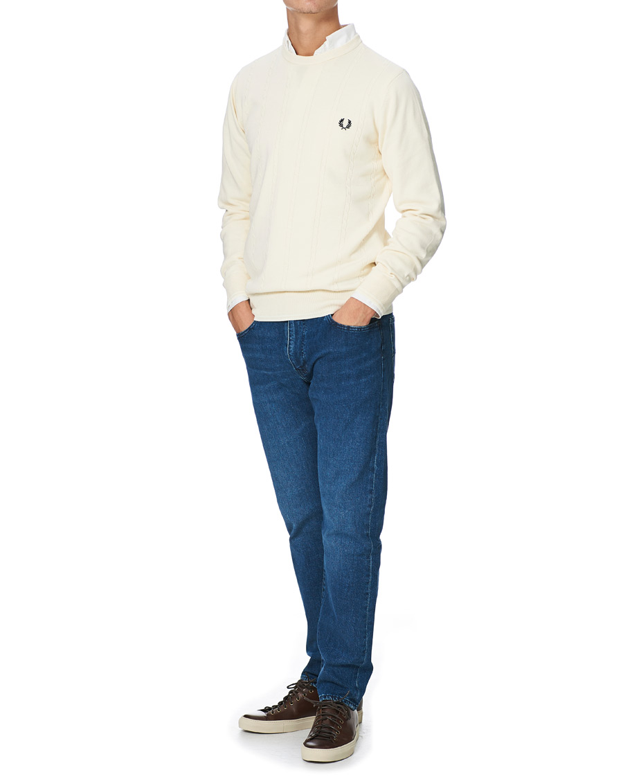 Homme | Pulls Et Tricots | Fred Perry | Cable Knit Crew Neck Jumper Ecru