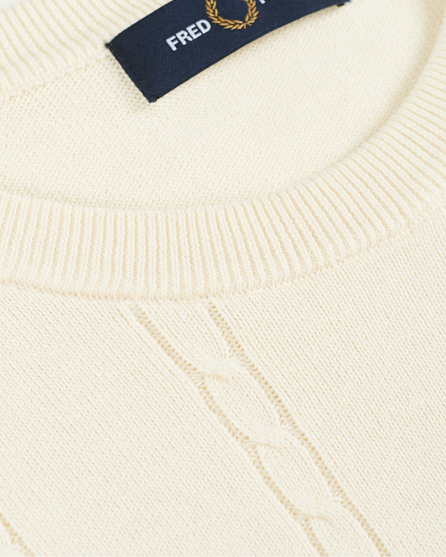 Homme | Pulls Et Tricots | Fred Perry | Cable Knit Crew Neck Jumper Ecru