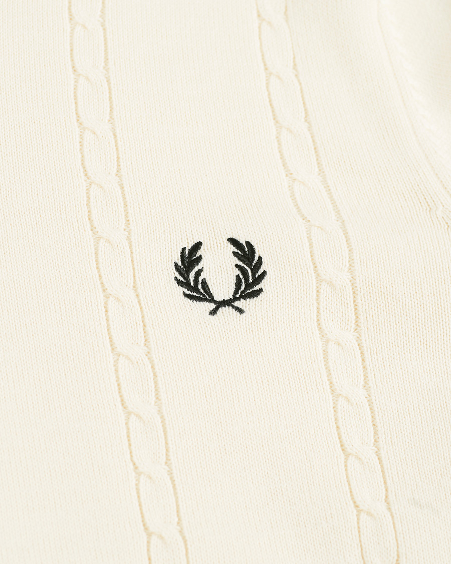 Homme | Pulls Et Tricots | Fred Perry | Cable Knit Crew Neck Jumper Ecru