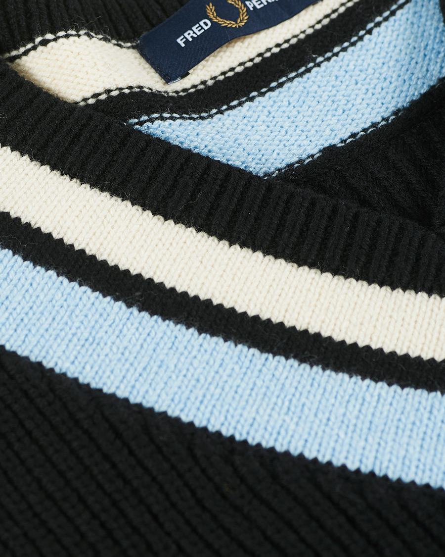 Homme | Pulls Et Tricots | Fred Perry | Striped Neck Knitted Vest Black