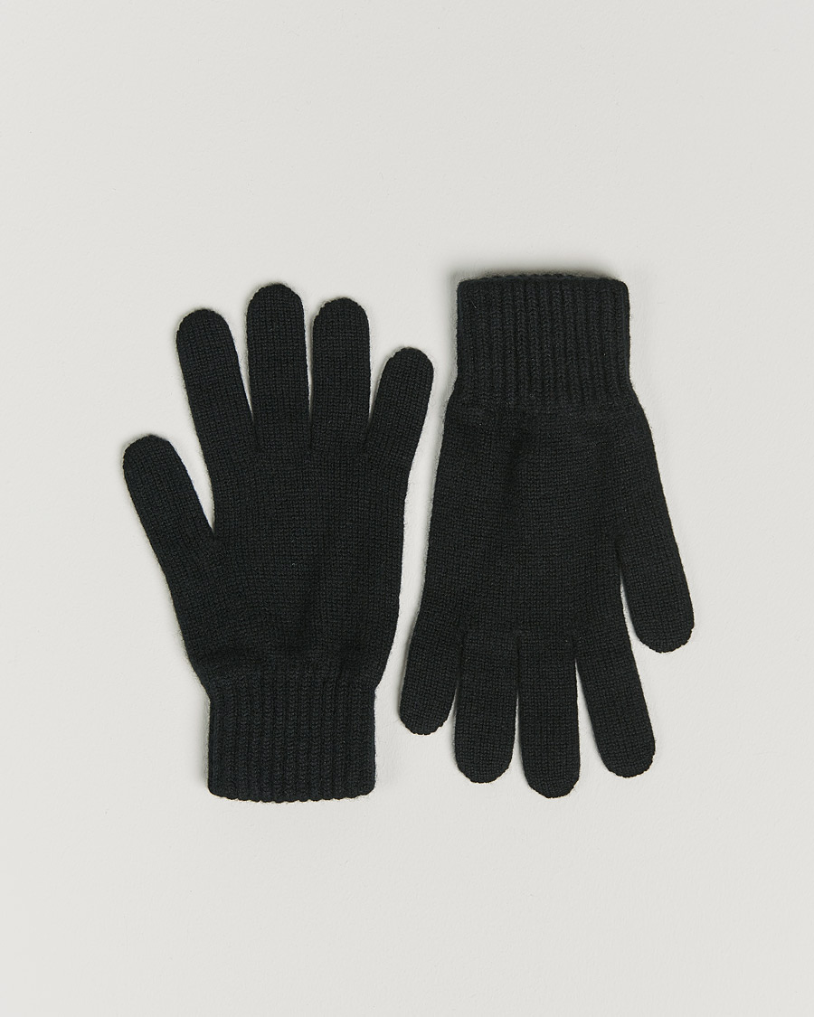 Homme | Johnstons of Elgin Knitted Cashmere Gloves Black | Johnstons of Elgin | Knitted Cashmere Gloves Black