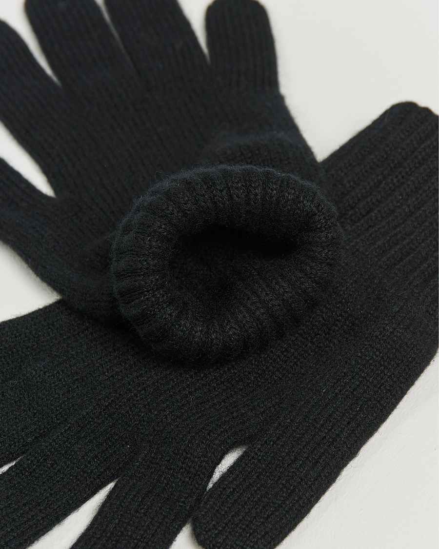 Homme | Johnstons of Elgin Knitted Cashmere Gloves Black | Johnstons of Elgin | Knitted Cashmere Gloves Black