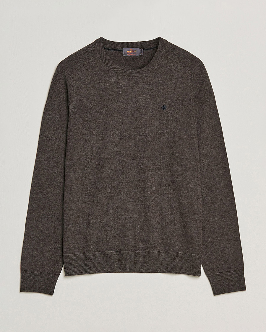 Heren | Truien | Morris | Merino O-neck Brown Melange