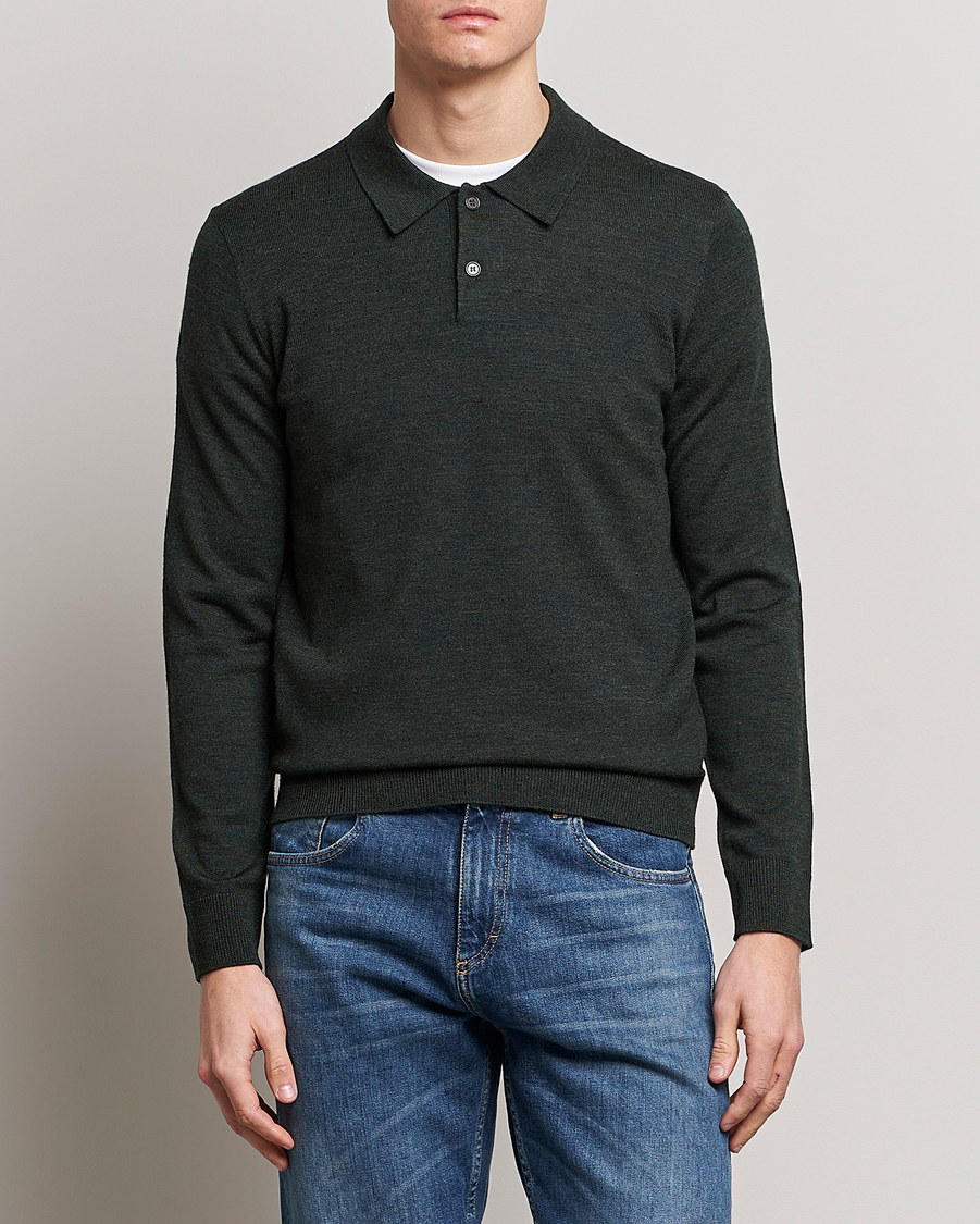 Homme | Pulls Et Tricots | Morris | Merino Polo Knit Dark Green