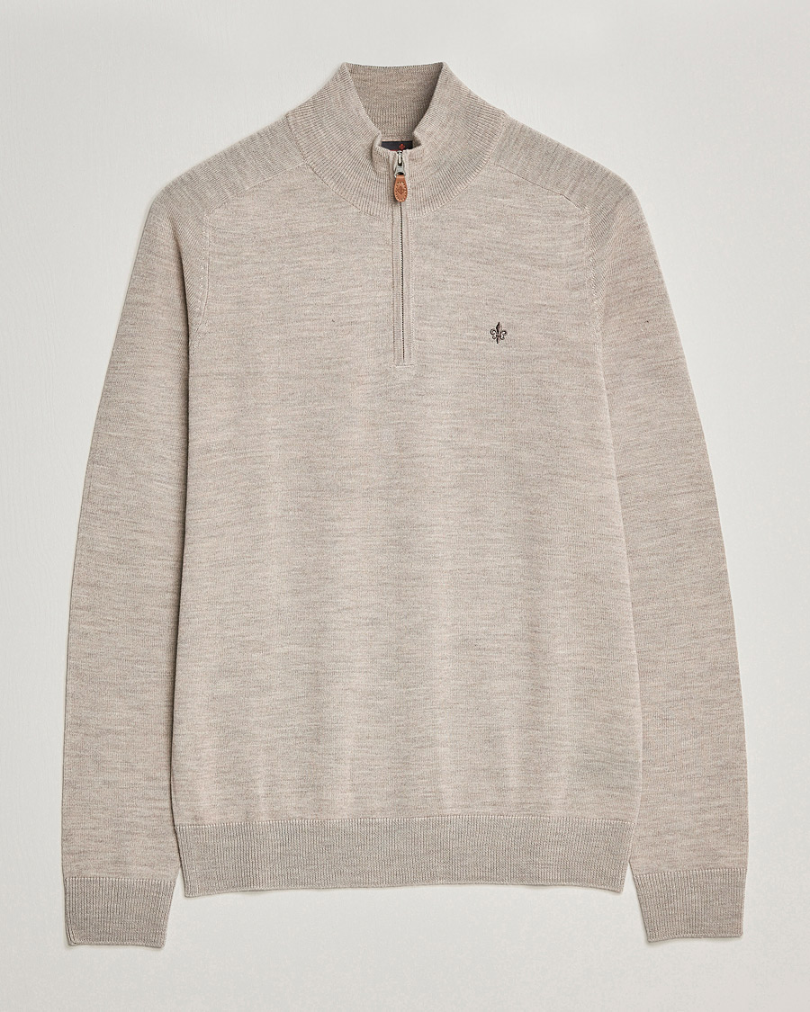 Heren | Truien | Morris | John Merino Half Zip Khaki
