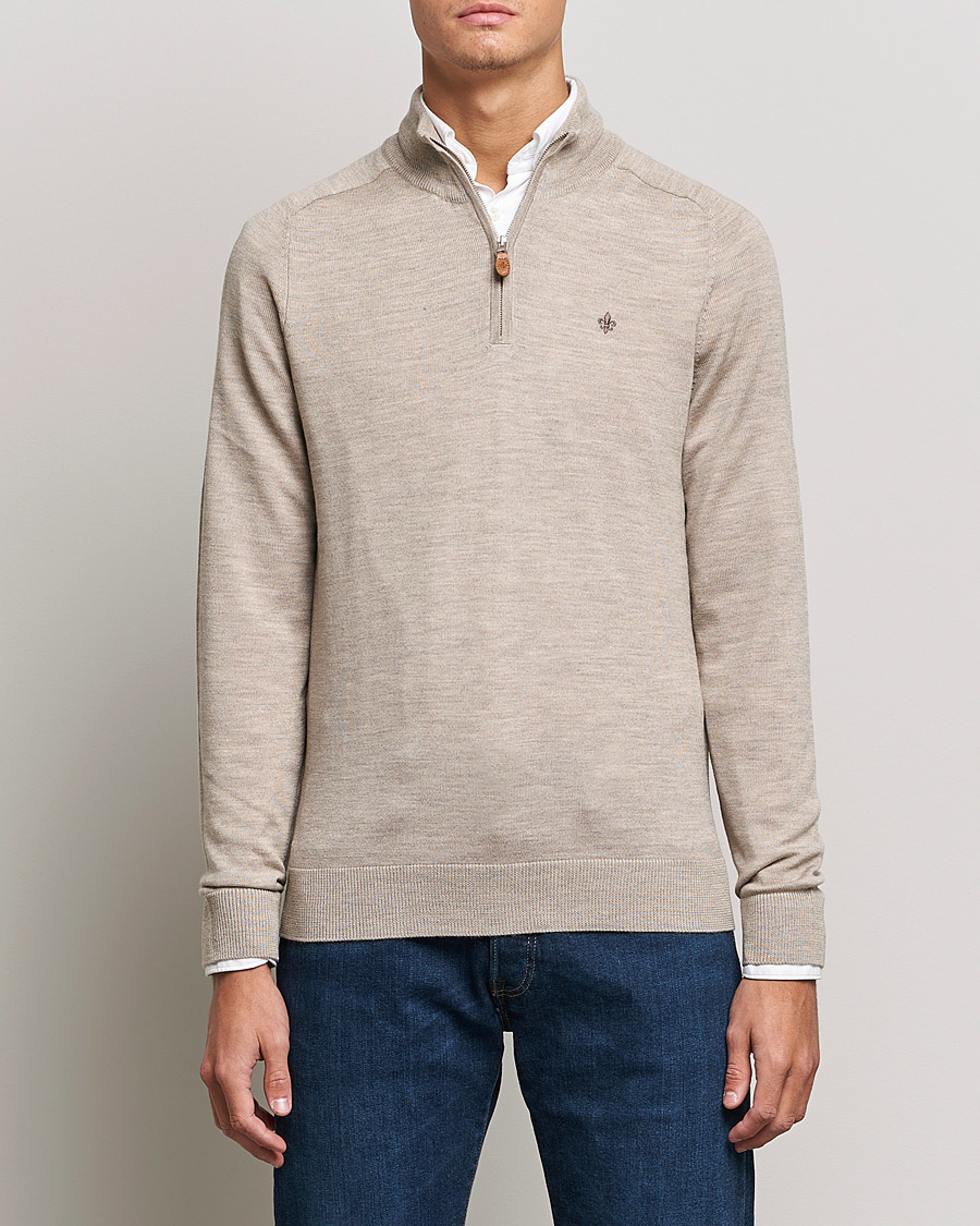 Heren | Truien | Morris | John Merino Half Zip Khaki