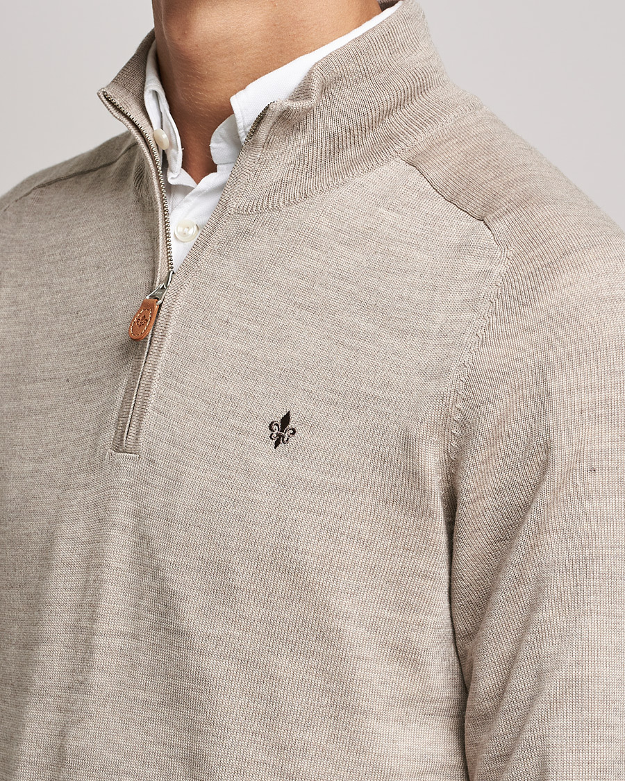 Heren | Truien | Morris | John Merino Half Zip Khaki