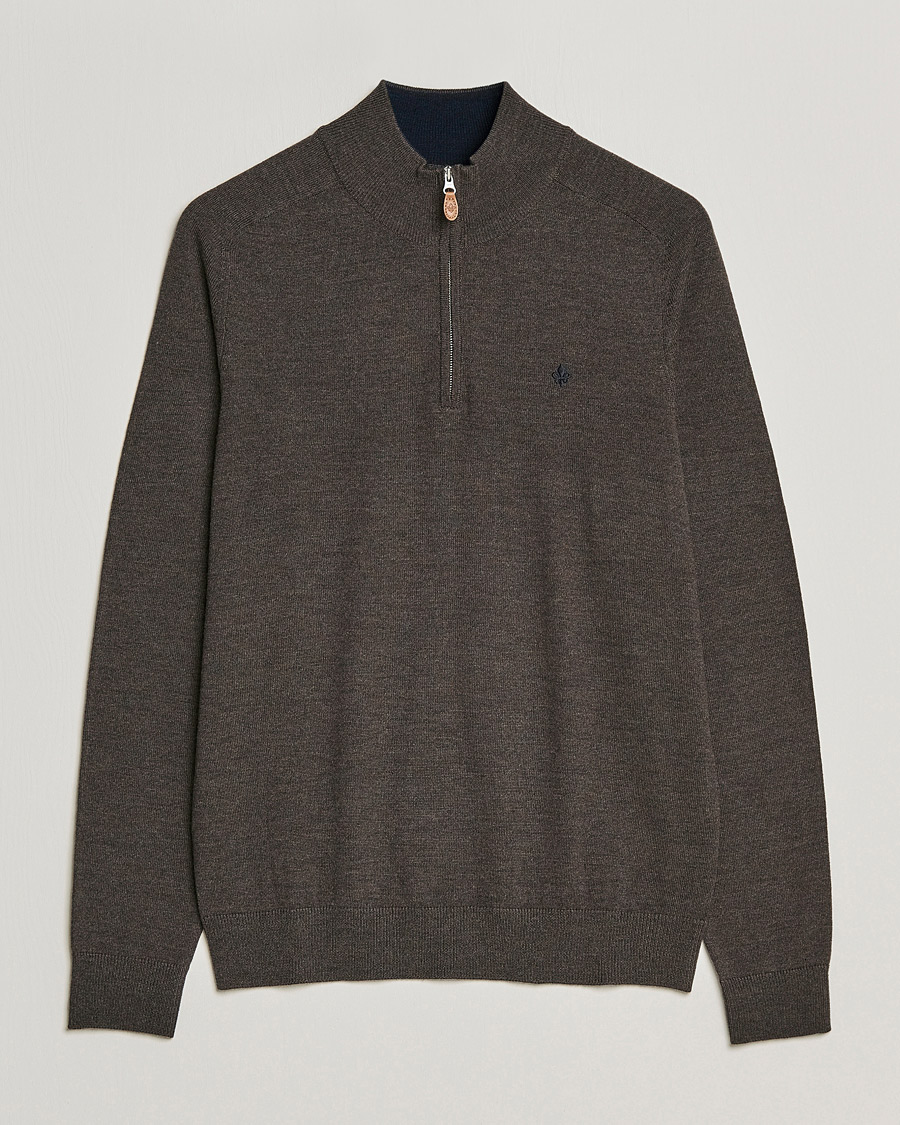 Heren | Truien | Morris | John Merino Half Zip Dark Brown