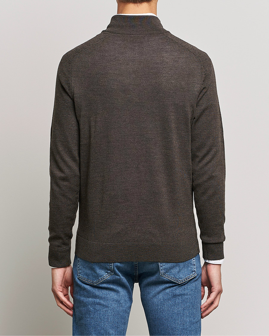 Heren | Truien | Morris | John Merino Half Zip Dark Brown