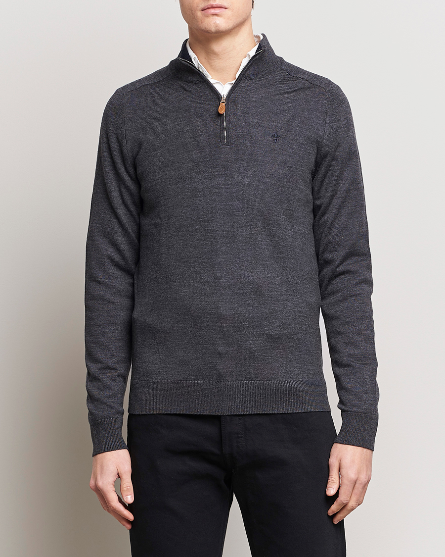 Homme | Pulls Et Tricots | Morris | John Merino Half Zip Dark Grey