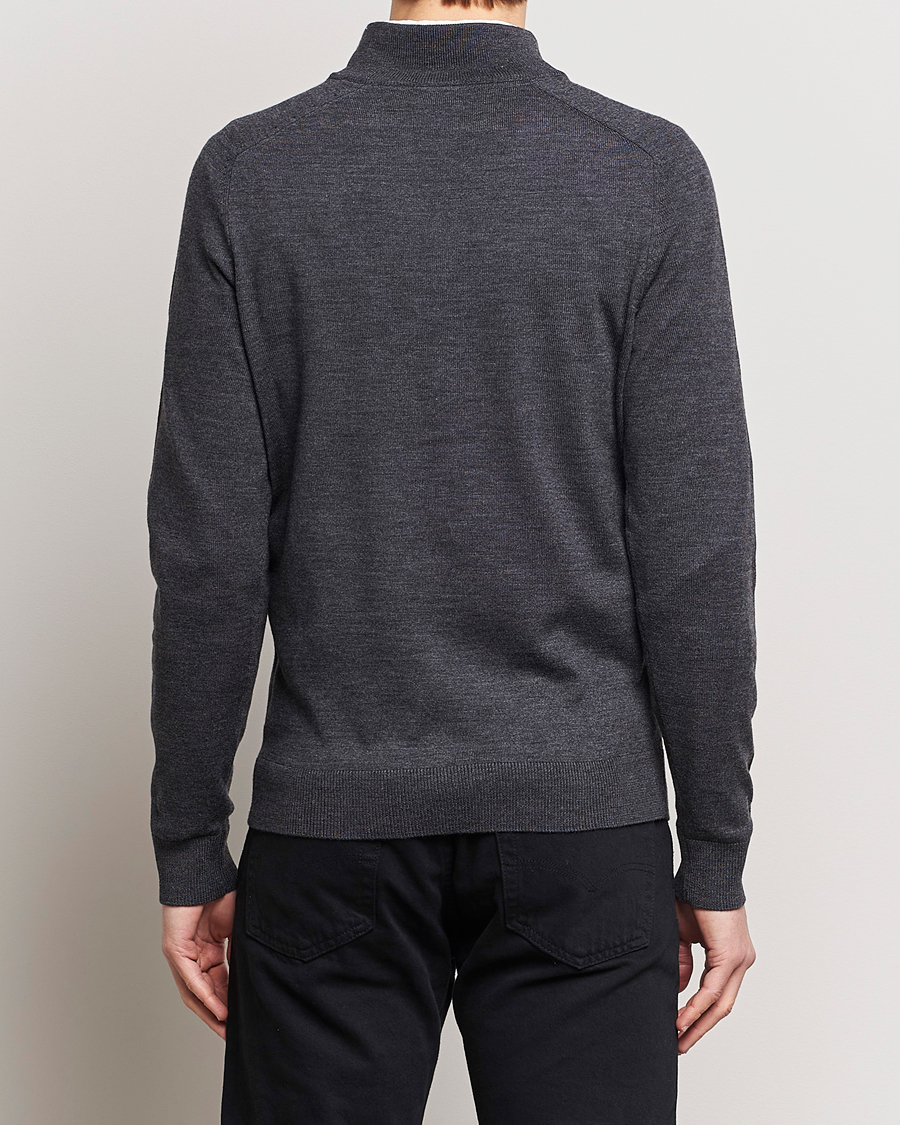 Heren | Truien | Morris | John Merino Half Zip Dark Grey