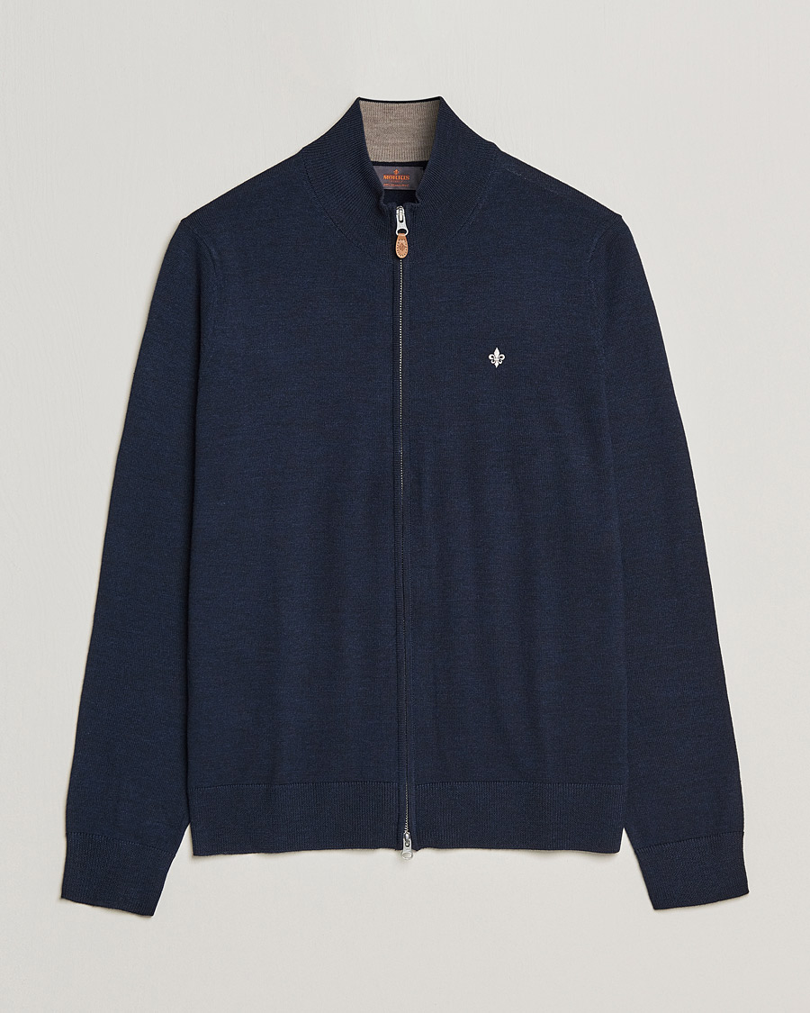Heren | Truien | Morris | Merino Zip Cardigan Navy