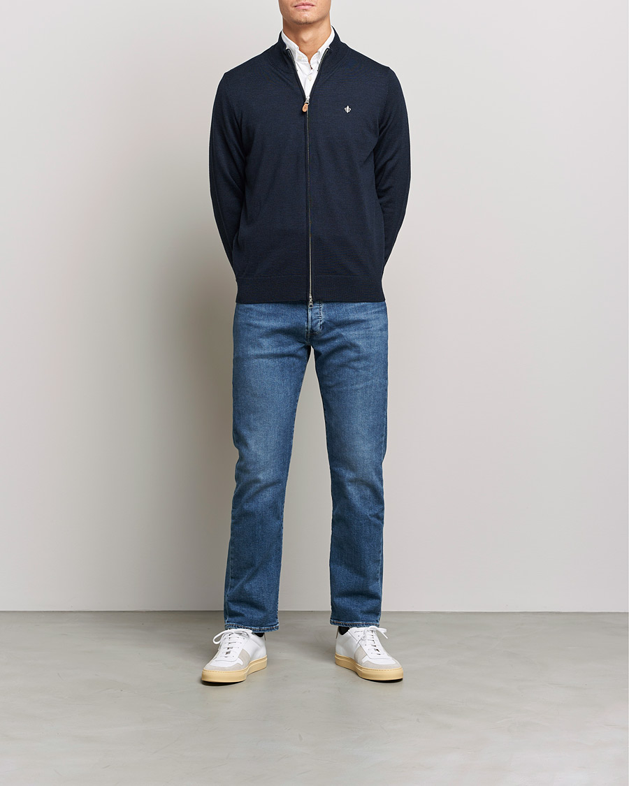 Heren | Truien | Morris | Merino Zip Cardigan Navy