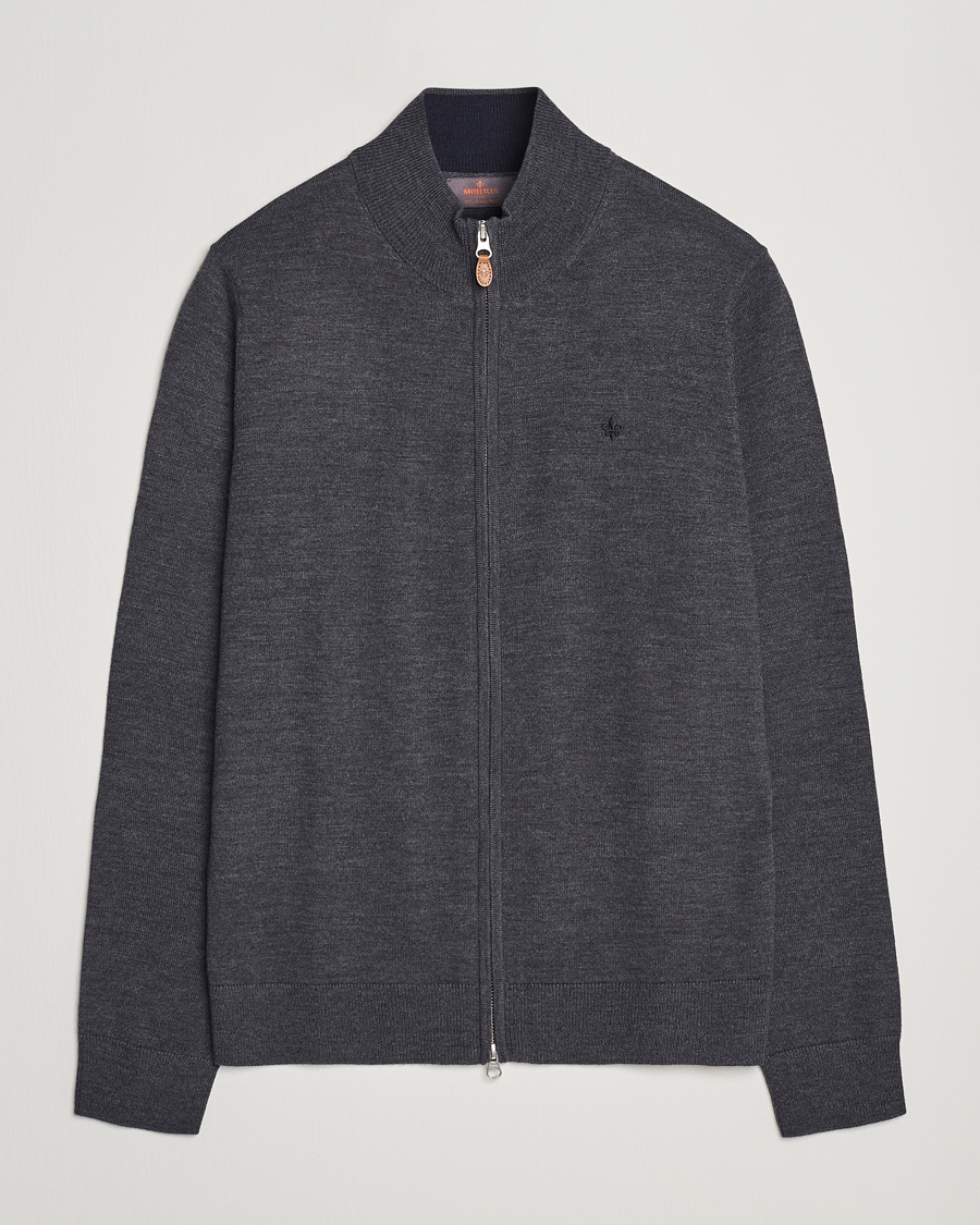 Homme | Pulls Et Tricots | Morris | Merino Full Zip Cardigan Dark Grey