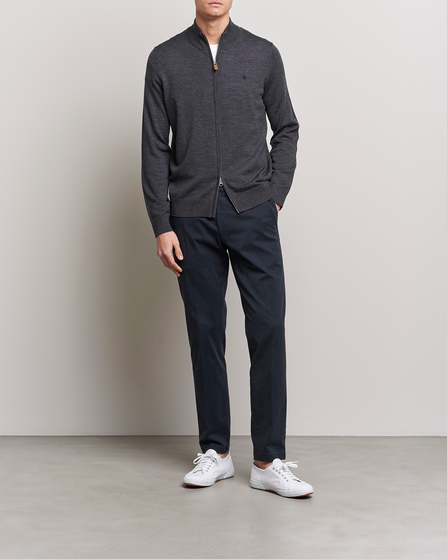 Homme | Pulls Et Tricots | Morris | Merino Full Zip Cardigan Dark Grey