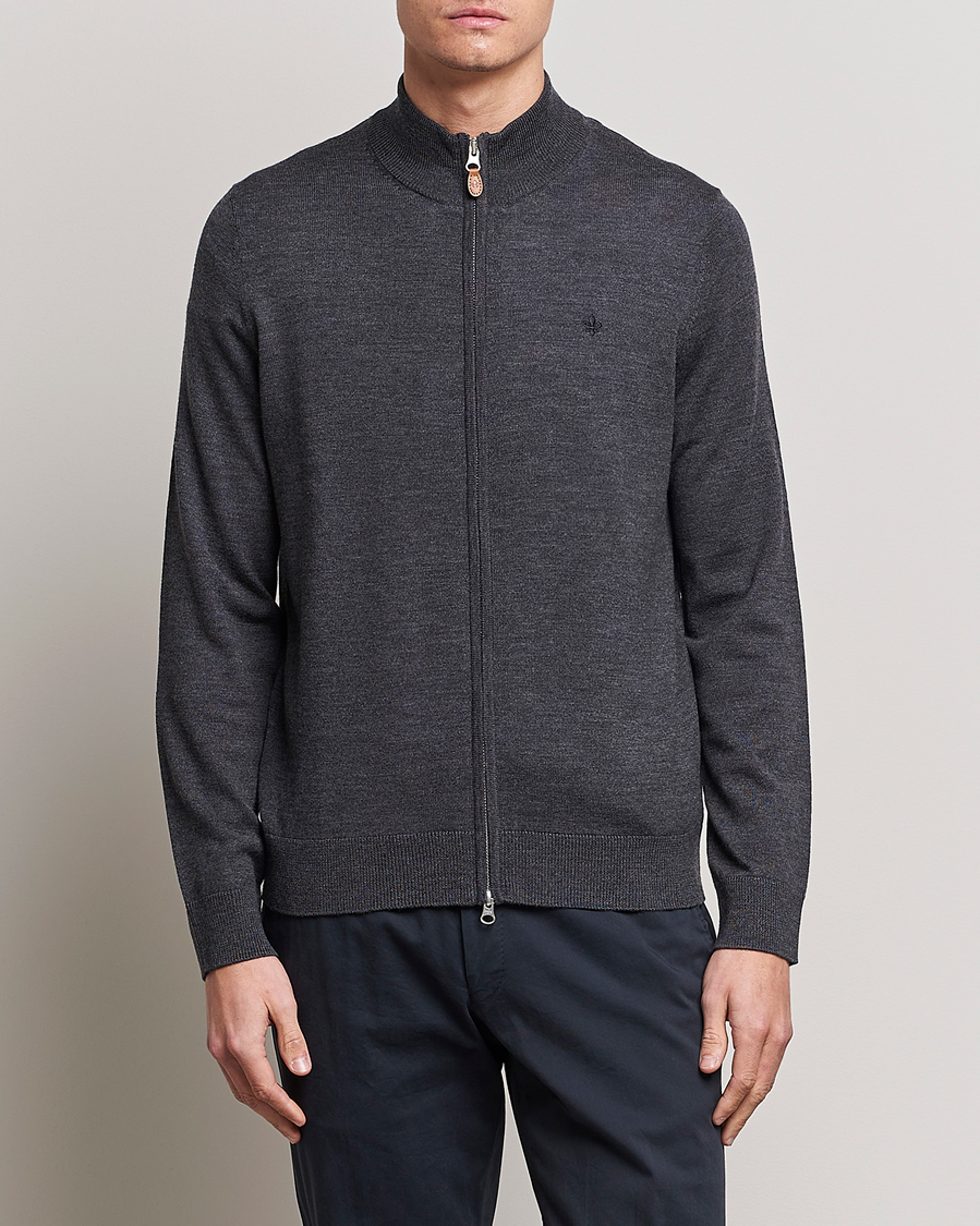 Homme | Pulls Et Tricots | Morris | Merino Full Zip Cardigan Dark Grey