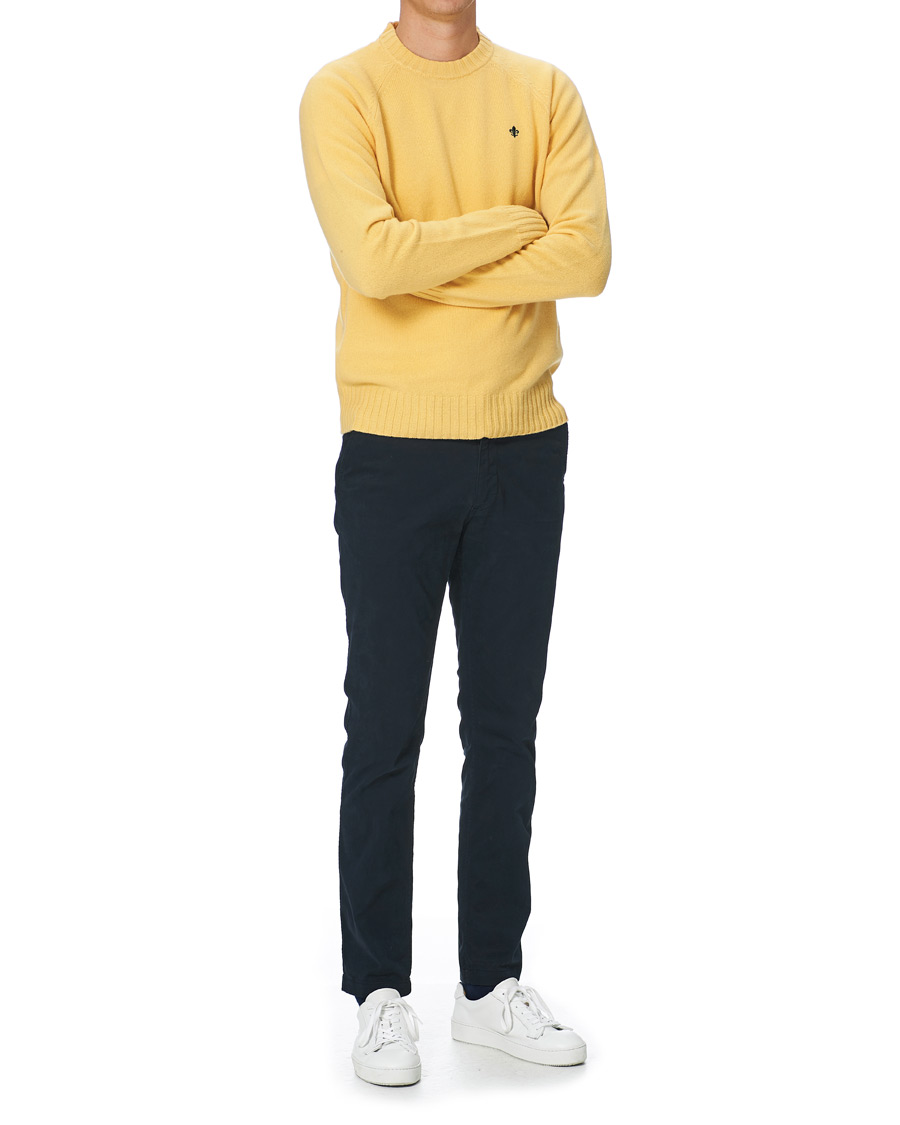 Heren | Truien | Morris | Lambswool Knitted Crew Neck Yellow