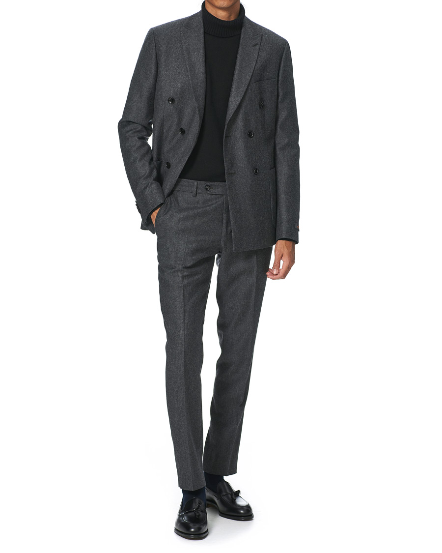 Homme | Blazers | Morris | Roger Double Breasted Flannel Blazer Dark Grey