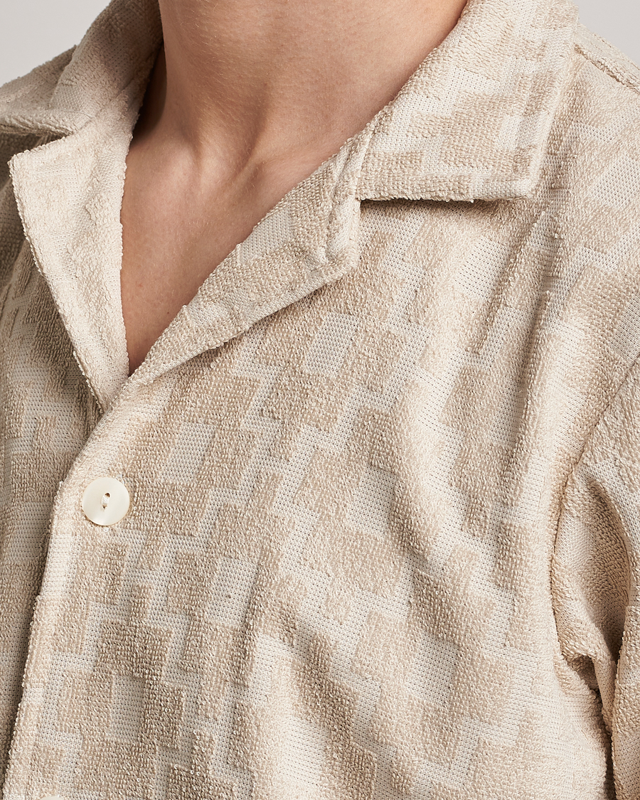 Heren | Overhemden | OAS | Machu Terry Short Sleeve Shirt Beige